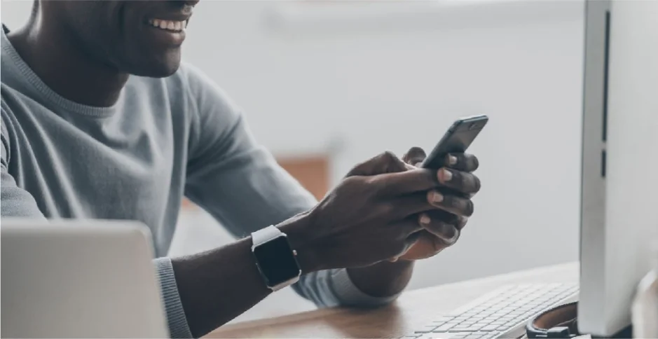 Person holding mobile phone