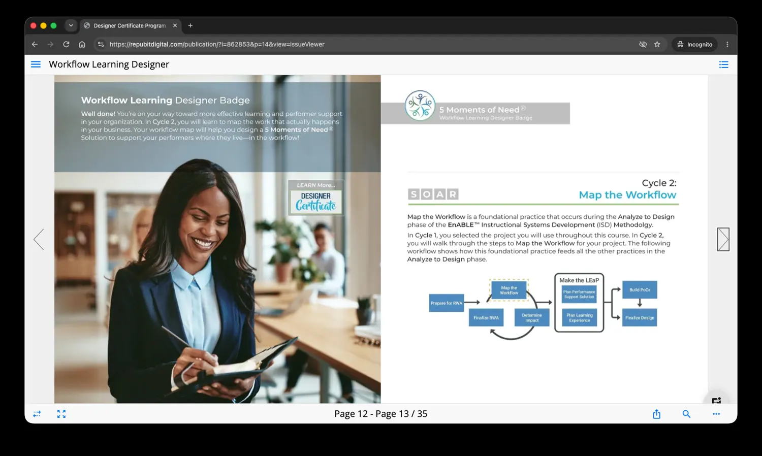 Apply Synergies Workflow Learning Designer course page